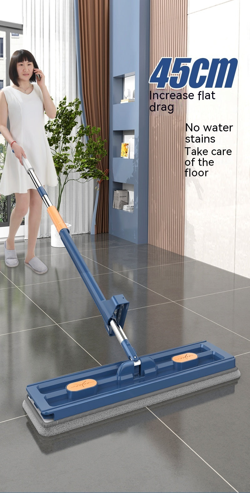 360° Rotating Flat Mop - Large, Strong Water Absorption