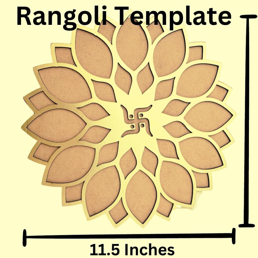 Dual Layer MDF Rangoli Mat With Wooden Base 3d Mandala Art Rangoli Stencils (Set Of 3)