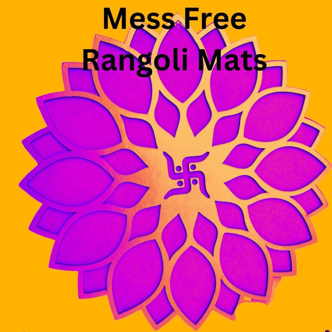 Dual Layer MDF Rangoli Mat With Wooden Base 3d Mandala Art Rangoli Stencils (Set Of 3)
