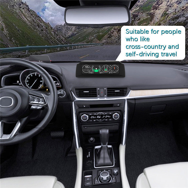 GPS GO 2 Universal Car HUD Monitoring Speed Level Gradient Compass