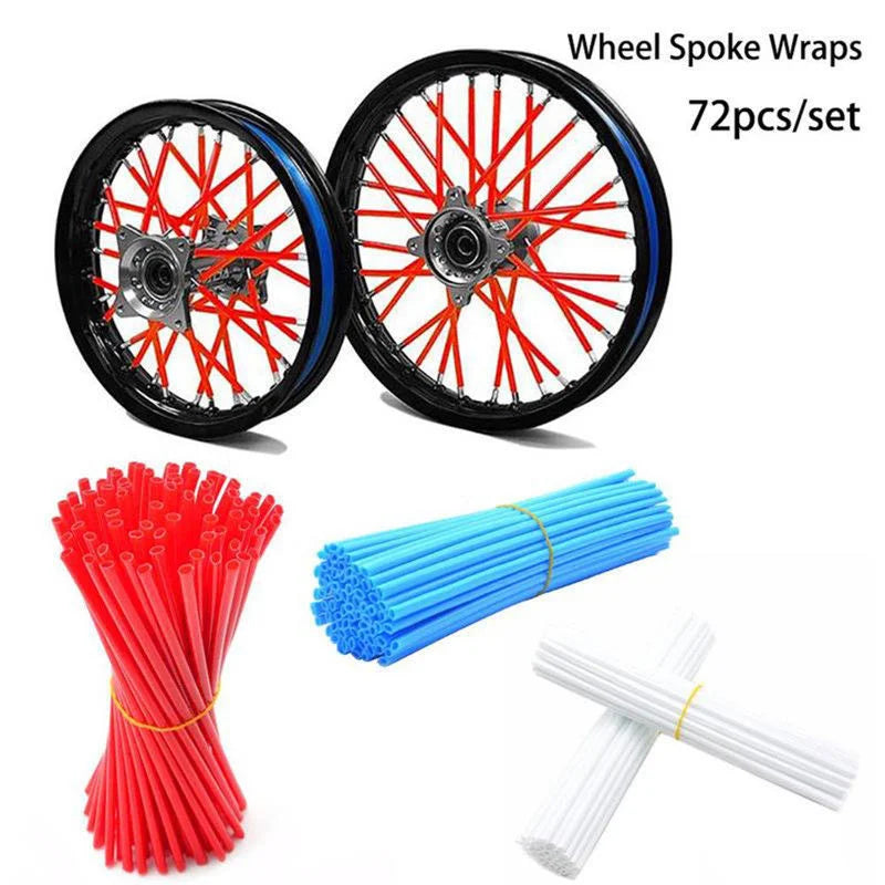 New Motorcycle 72Pcs Wheel Rim Spoke Wrap Kit Skin