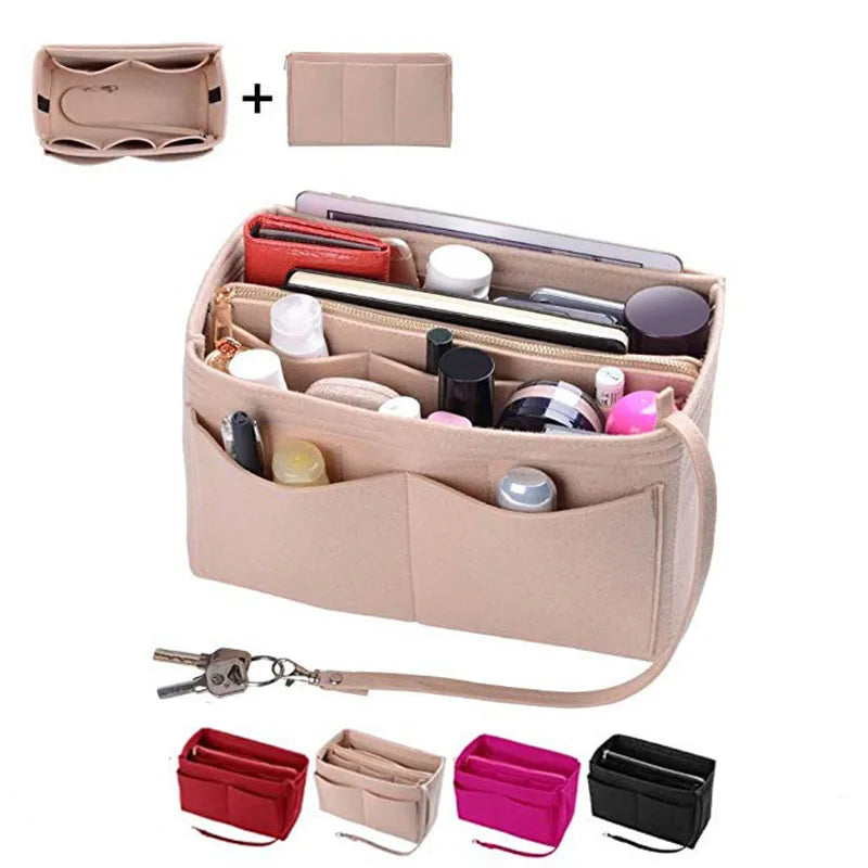 HHYUKIMI Felt Insert Makeup Organizer - Travel Inner Purse for Handbags