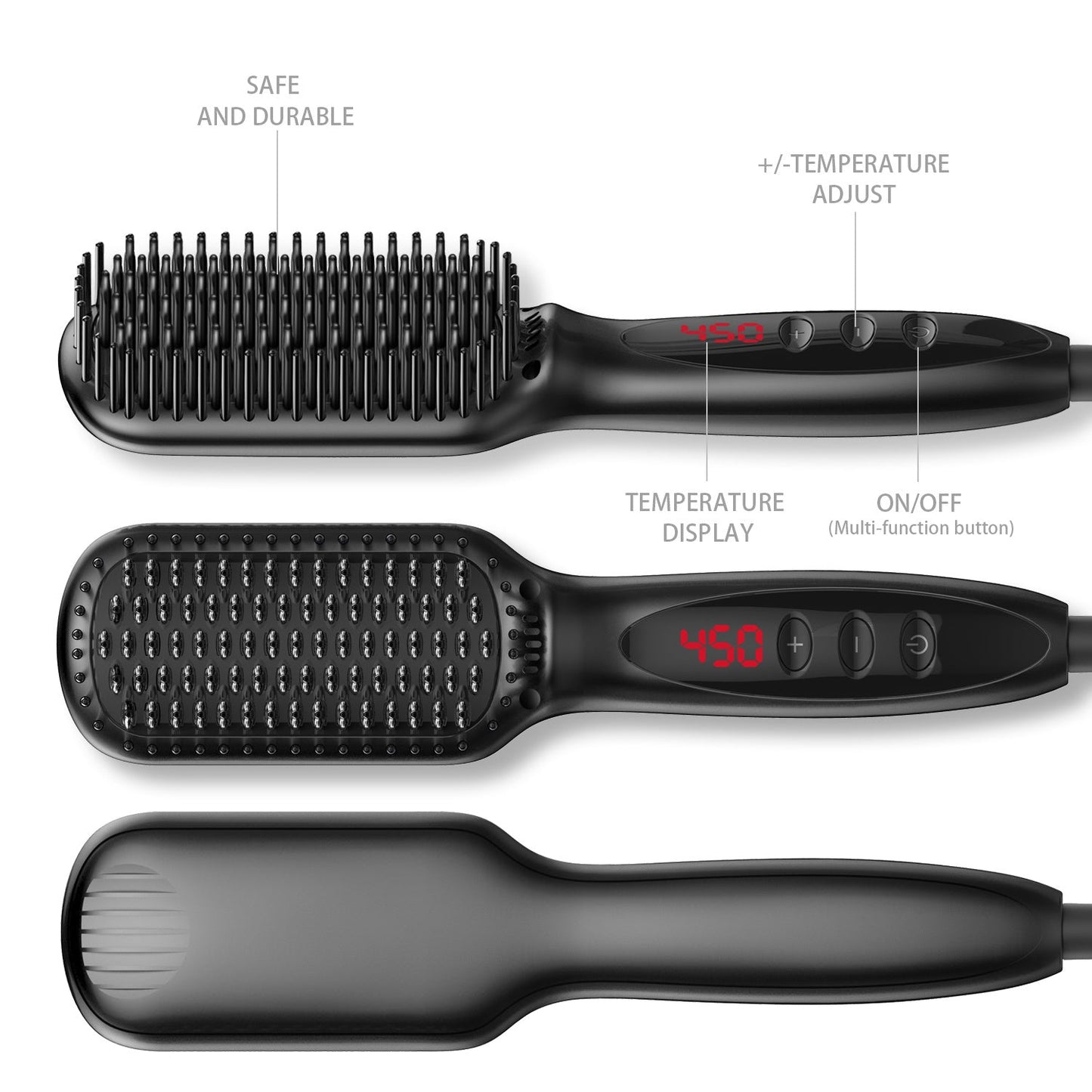 Hair Straightener Brush & Beard Clip Comb | Electric Ionic Straightening Styler