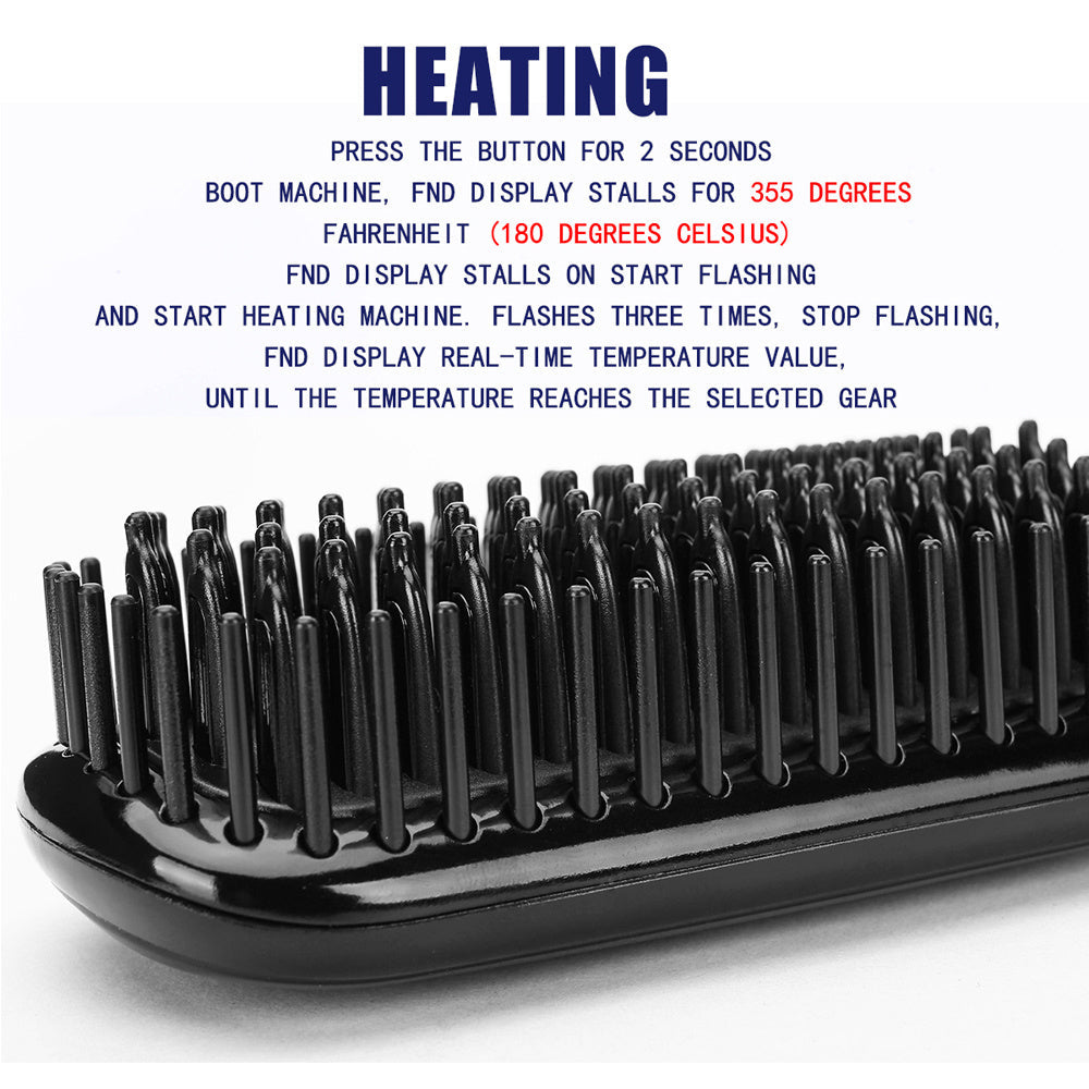 Hair Straightener Brush & Beard Clip Comb | Electric Ionic Straightening Styler