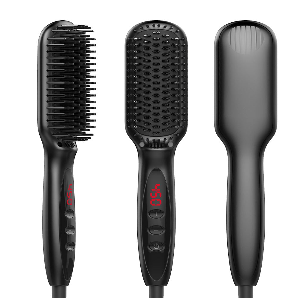 Hair Straightener Brush & Beard Clip Comb | Electric Ionic Straightening Styler