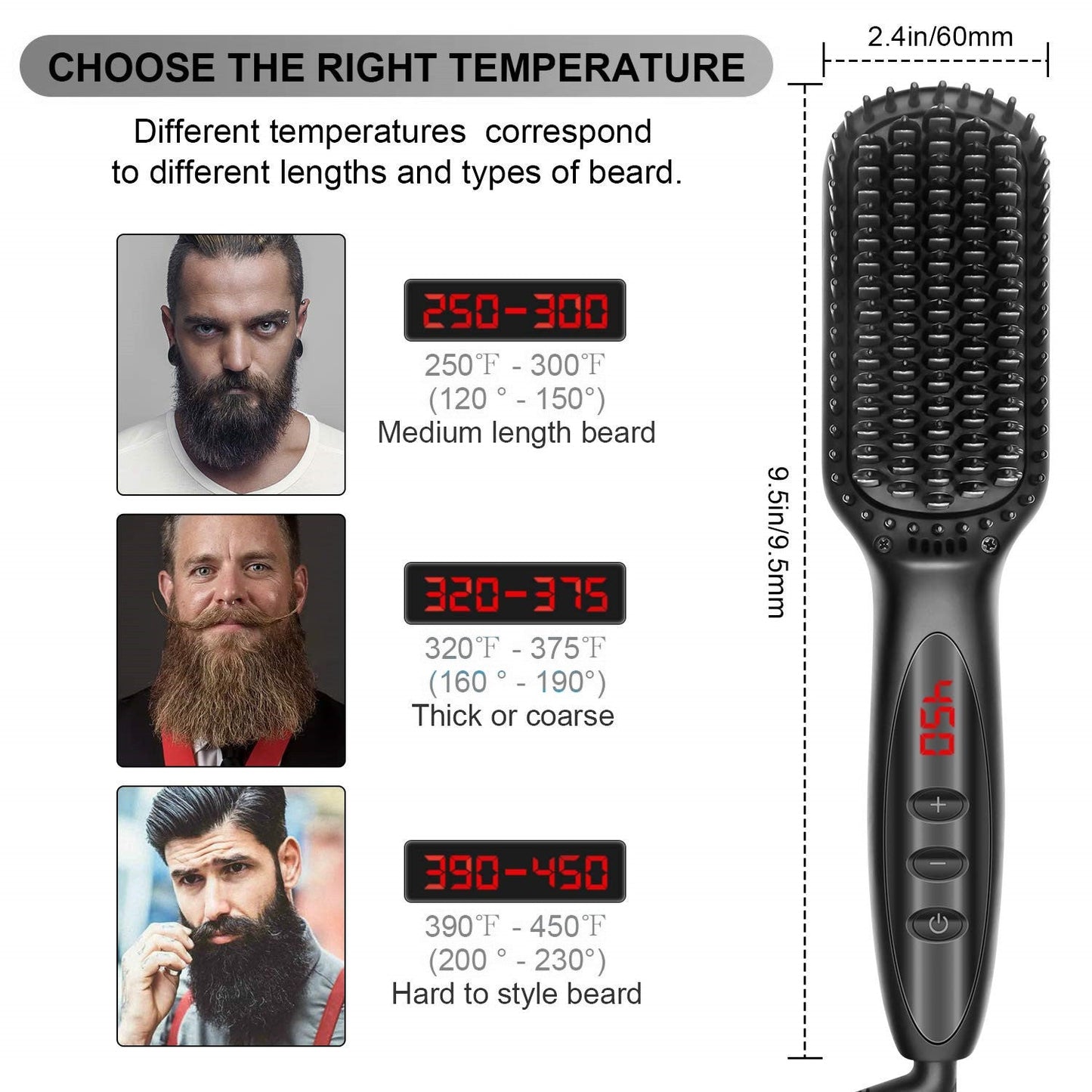 Hair Straightener Brush & Beard Clip Comb | Electric Ionic Straightening Styler
