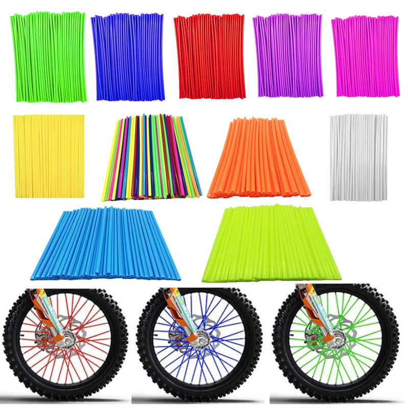New Motorcycle 72Pcs Wheel Rim Spoke Wrap Kit Skin
