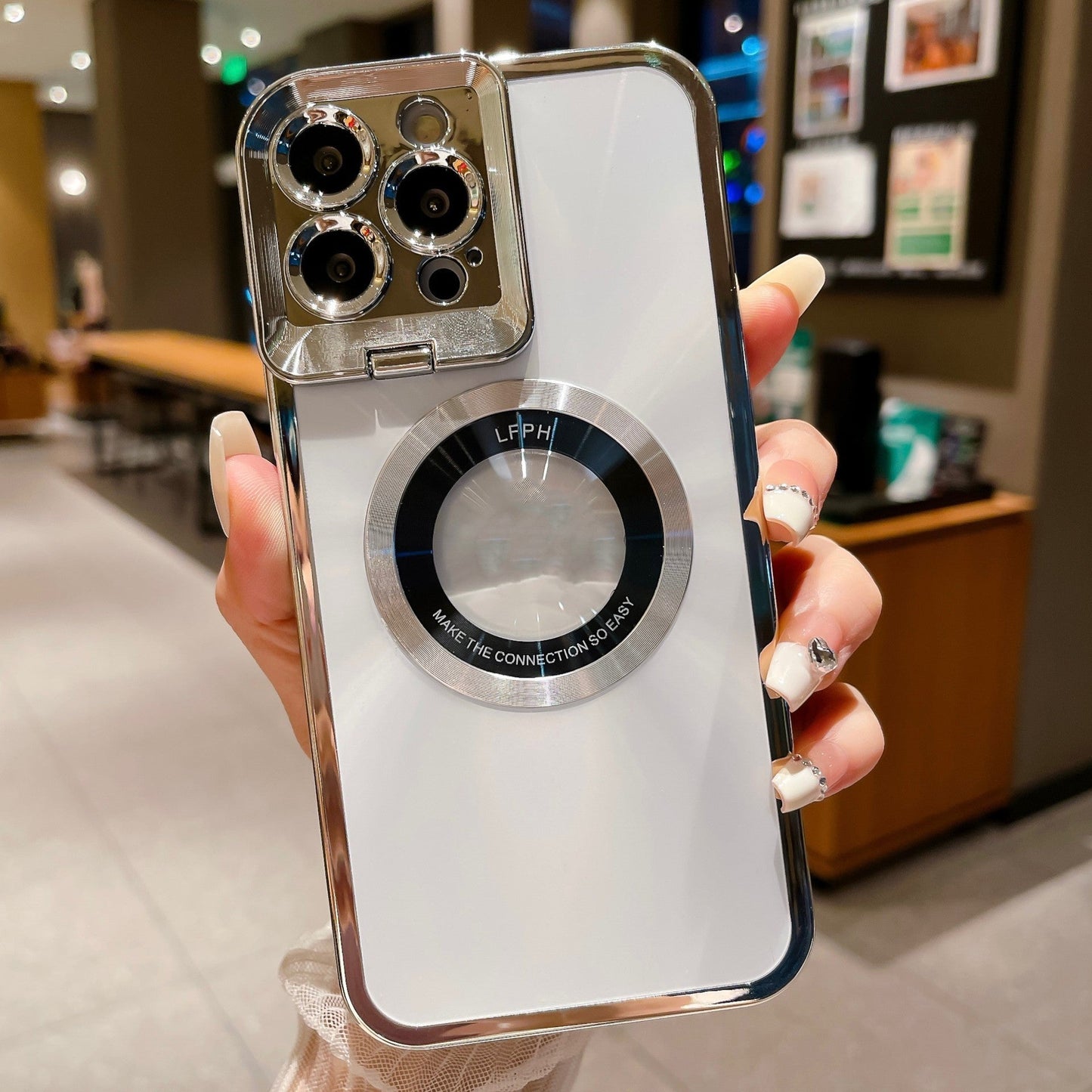 Luxury Electroplated Phone Case with MagSafe Stand & Camera Holder