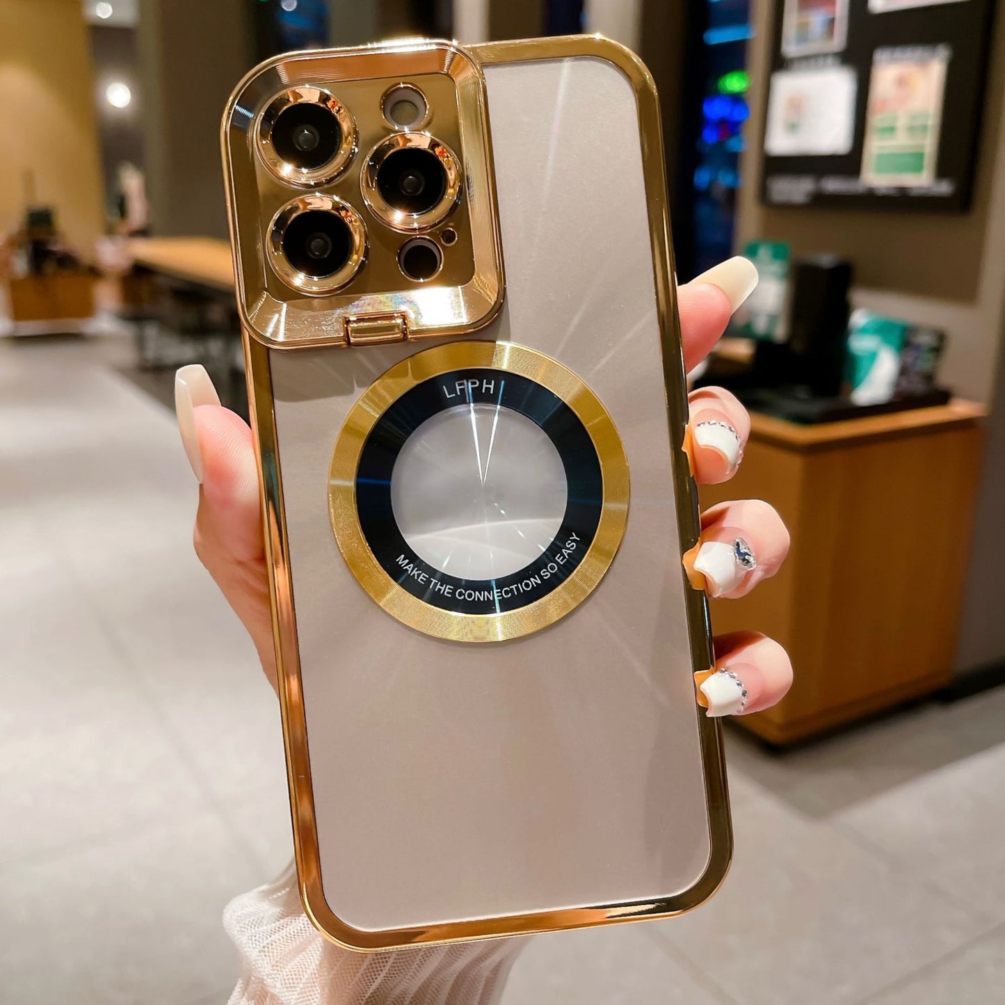 Luxury Electroplated Phone Case with MagSafe Stand & Camera Holder