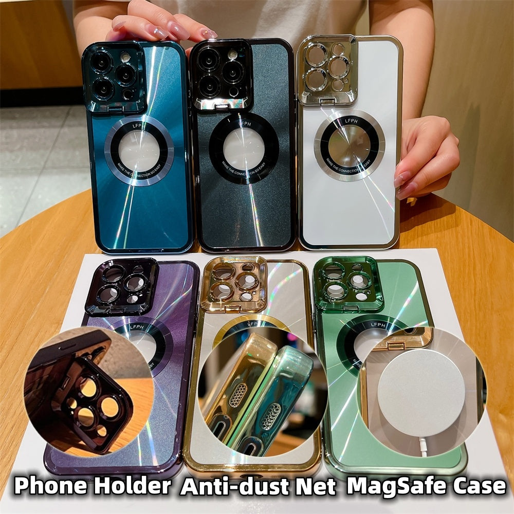 Luxury Electroplated Phone Case with MagSafe Stand & Camera Holder