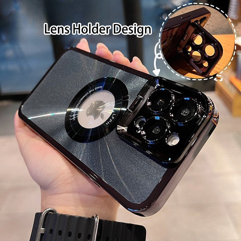 Luxury Electroplated Phone Case with MagSafe Stand & Camera Holder