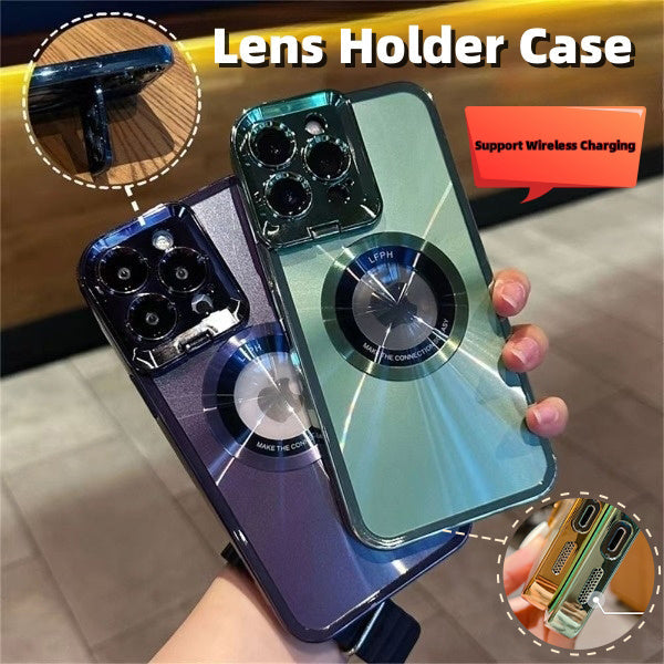 Luxury Electroplated Phone Case with MagSafe Stand & Camera Holder