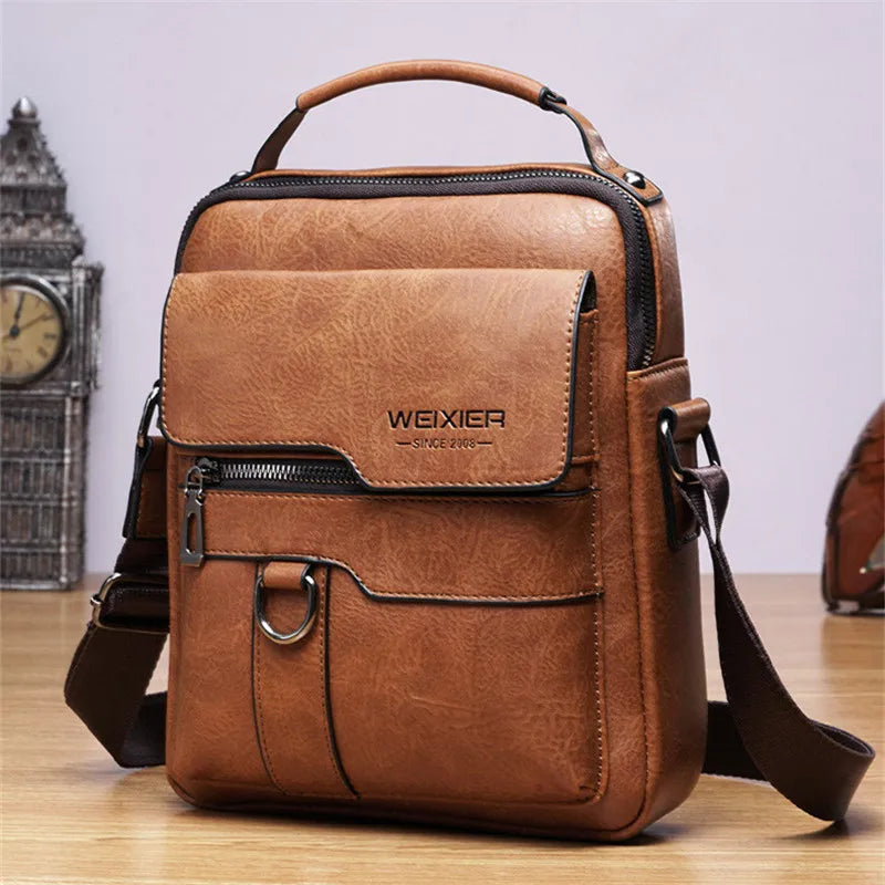 Men's Durable Leather Crossbody Sling Bag