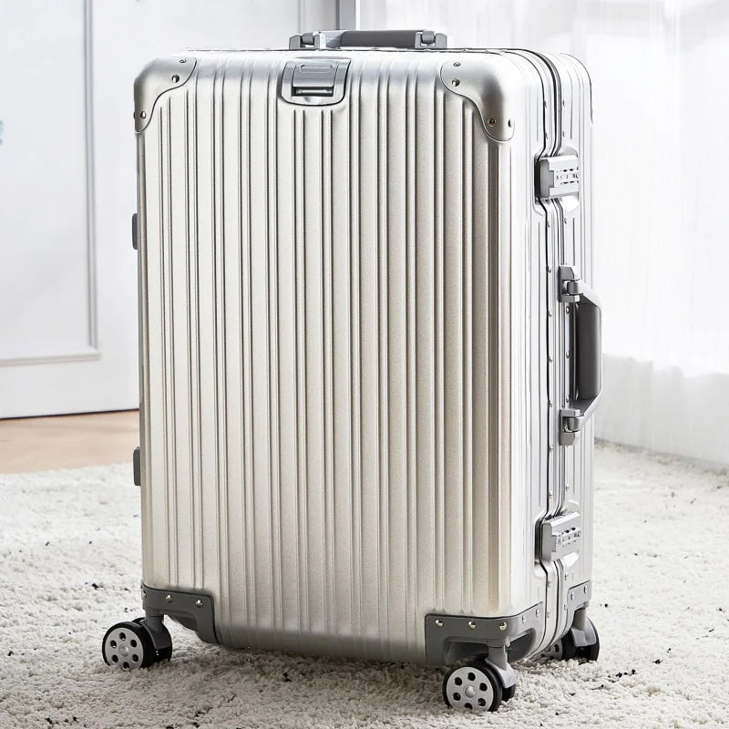 Aluminum Magnesium Alloy Trolley Suitcase – Travel Luggage
