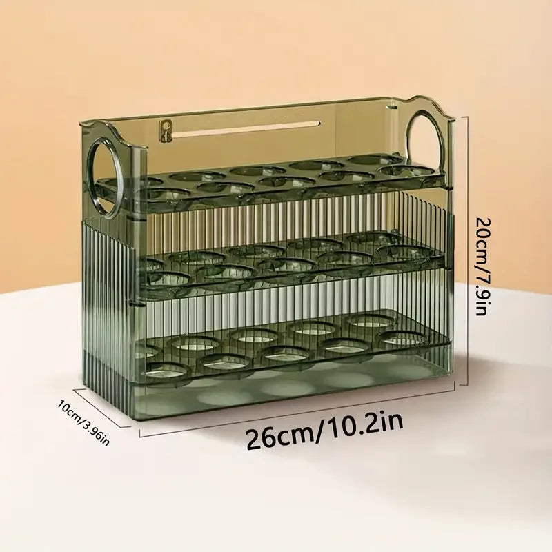 Space-Saver Egg Box with Auto-Flip Design - Freshness-Assured Refrigerator Door Egg Holder, Kitchen Organizer