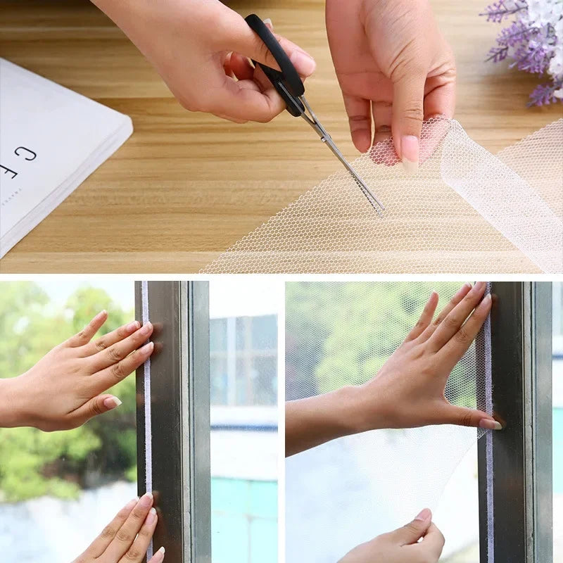 Anti Fly Mosquito Net DIY Self-Adhesive Fly Mosquito Window Net Mesh Mosquito Insect Bug Net Curtains for Windows