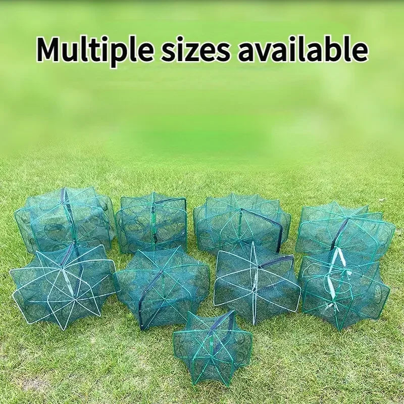 Folded Hexagon/Octagon Fishing Net Trap for Fish and Shrimp
