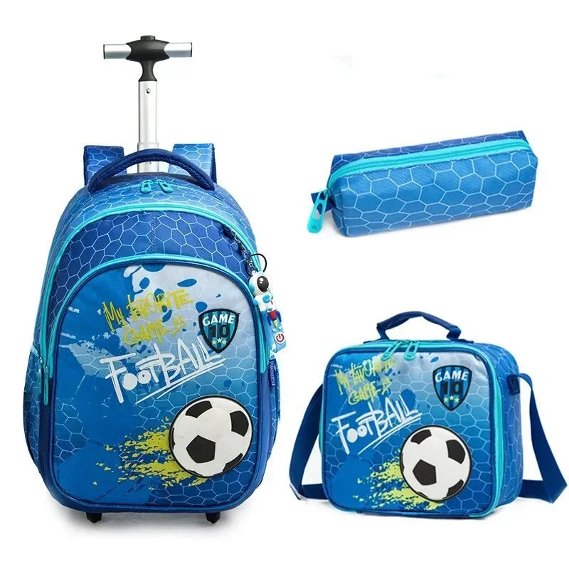 Children's School Rolling Backpack | Wheeled Trolley Bag Set for Boys