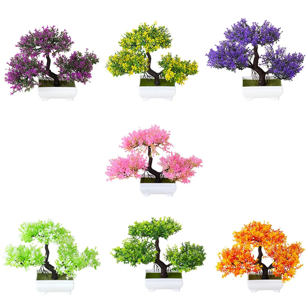 Artificial Bonsai Plastic Plant - Potted Flower for Home Decor