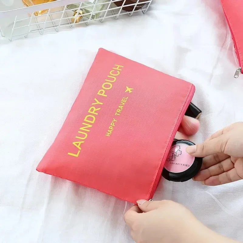 6 Pcs/Set Pink/Blue/Grey Travel Storage Bag Large Capacity Waterproof Luggage Clothing Underwear Storage Bag Bag With Zipper