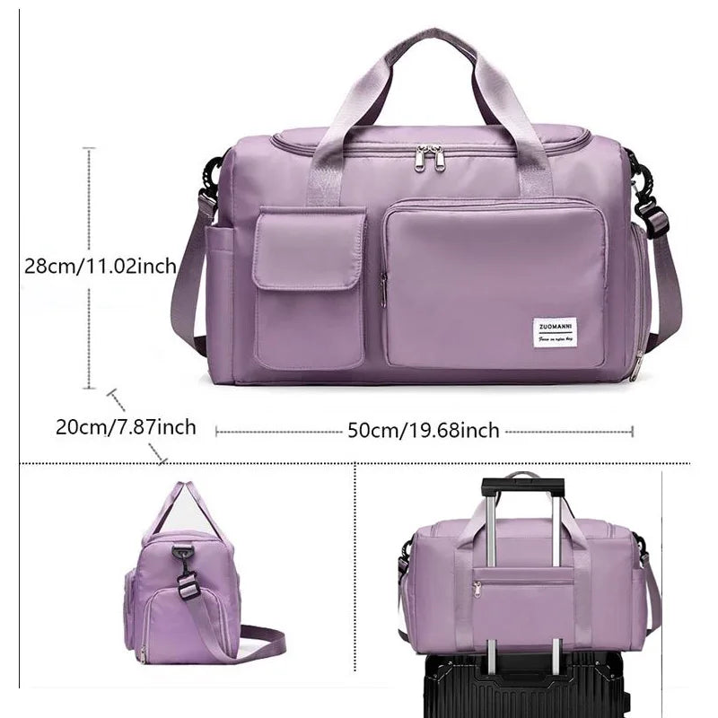 Large Capacity Weekender Duffle Bag – Women's Travel Bag with Shoe Compartment