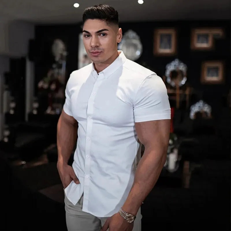 Men's No-Iron Solid Color Shirt - Casual Stylish Fit, Sizes XL-XXXL