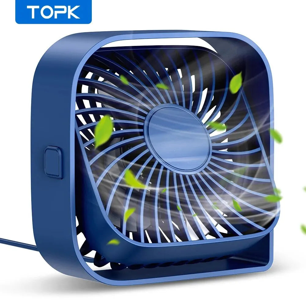 TOPK Mini Portable Fan – USB Desk Fan with 3 Speed and 360° Rotatable Head