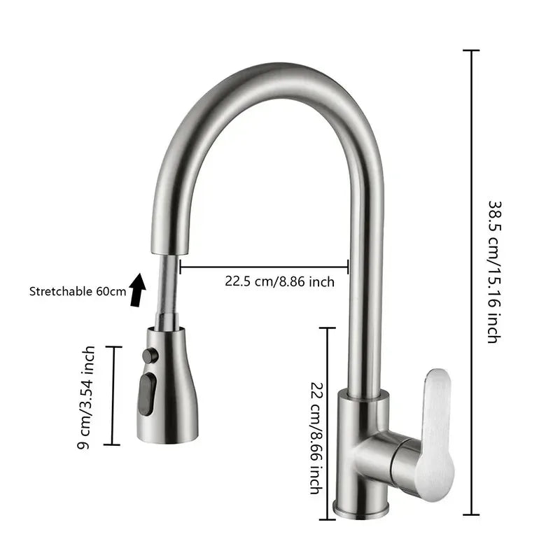 Kitchen Faucets 304 stainless steel Pull Out