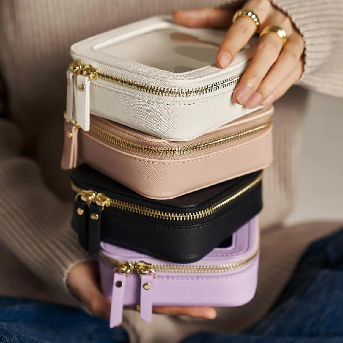 Mini Clear Makeup Bag | Cute PU Saffiano Vegan Lipstick Case