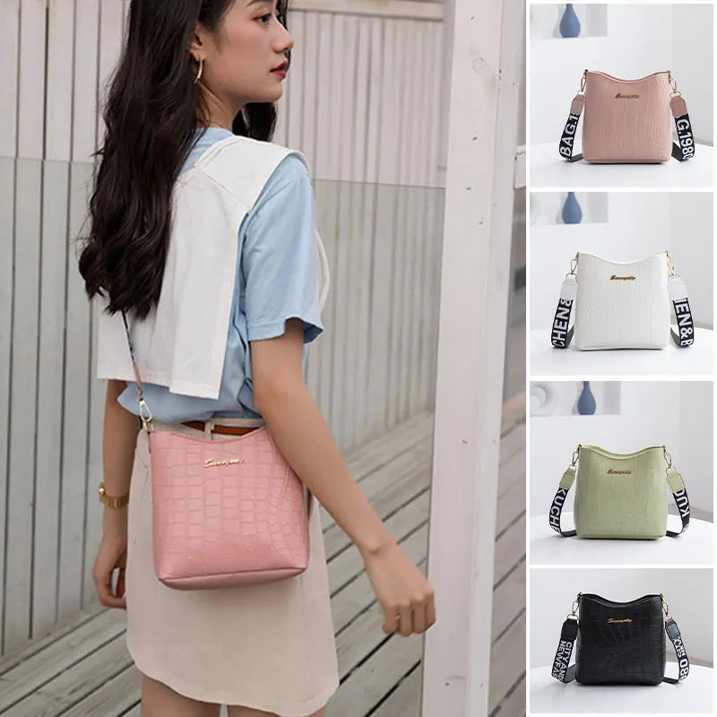 Trendy Large Capacity Shoulder Bag: Stylish Crossbody Bucket Design