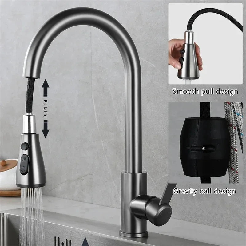 Kitchen Faucets 304 stainless steel Pull Out