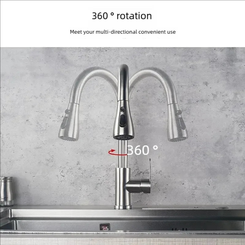 Kitchen Faucets 304 stainless steel Pull Out