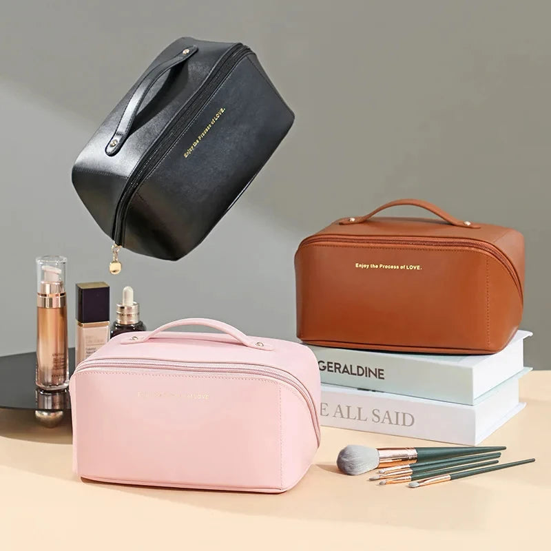 Portable PU Leather Pillow Makeup Bag for Travel and Toiletries