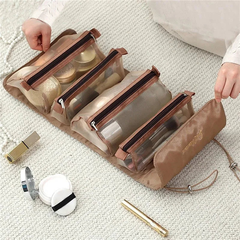 Detachable 4-in-1 Cosmetic Bag - Portable Large Capacity Makeup Storage