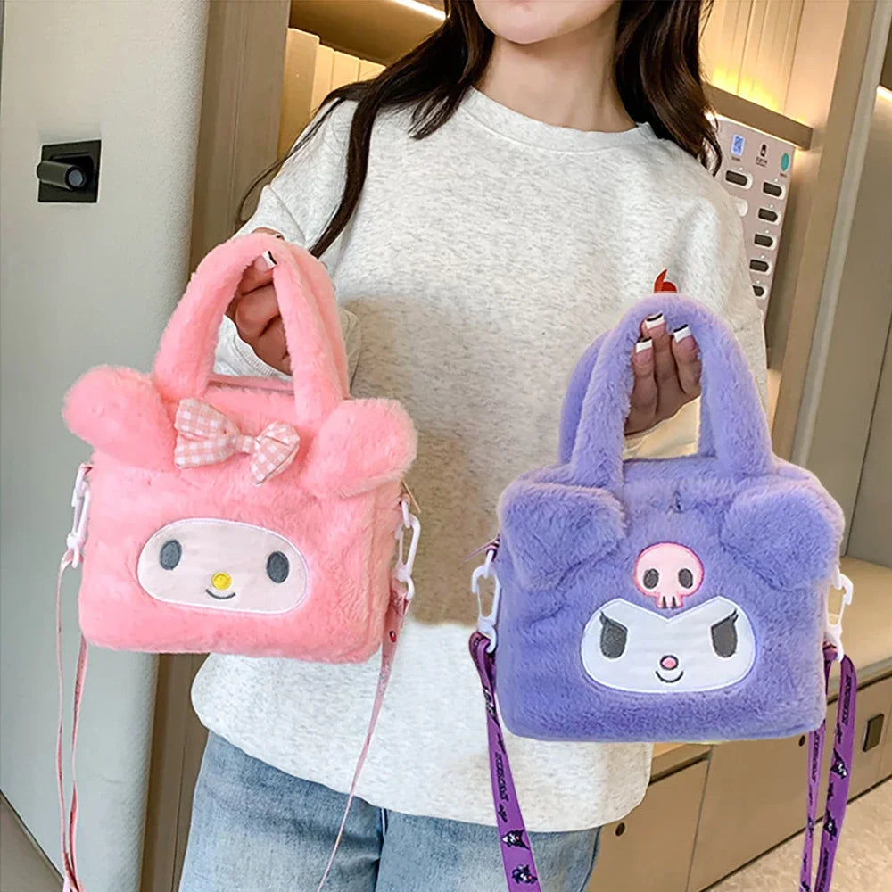 Sanrio Plush Handbag – Kawaii Kuromi & Cinnamoroll Crossbody Bag