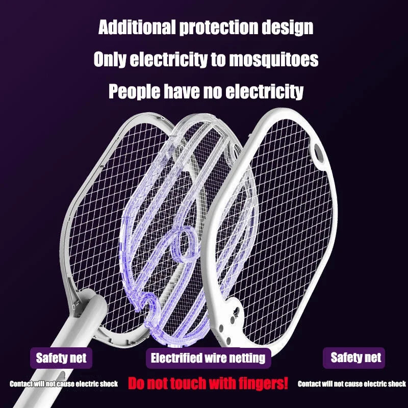 Upgraded 3000V Mosquito Swatter with TYPE-C Charging Lamp