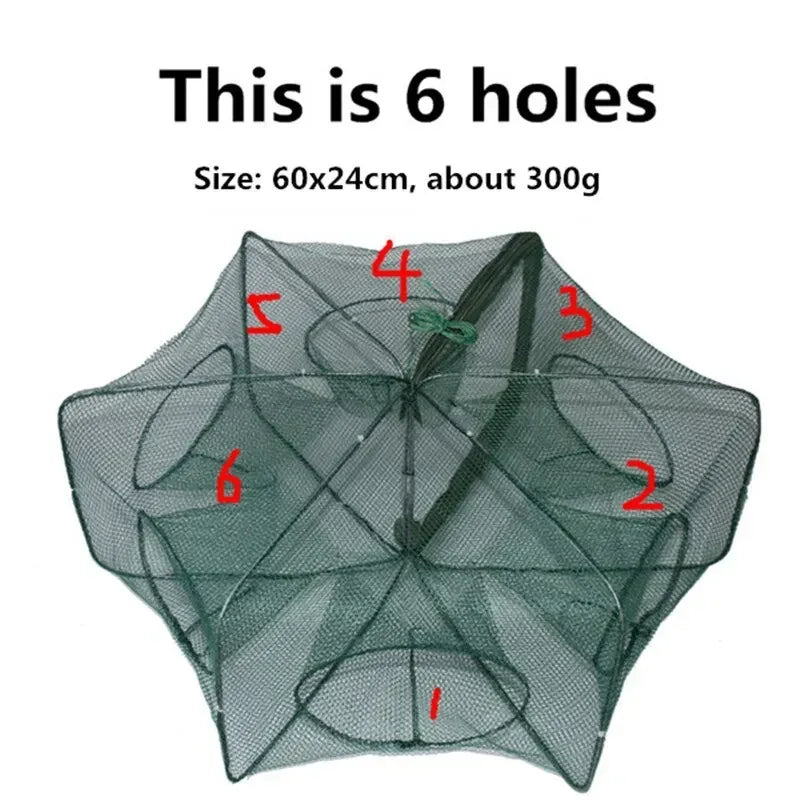 Folded Hexagon/Octagon Fishing Net Trap for Fish and Shrimp