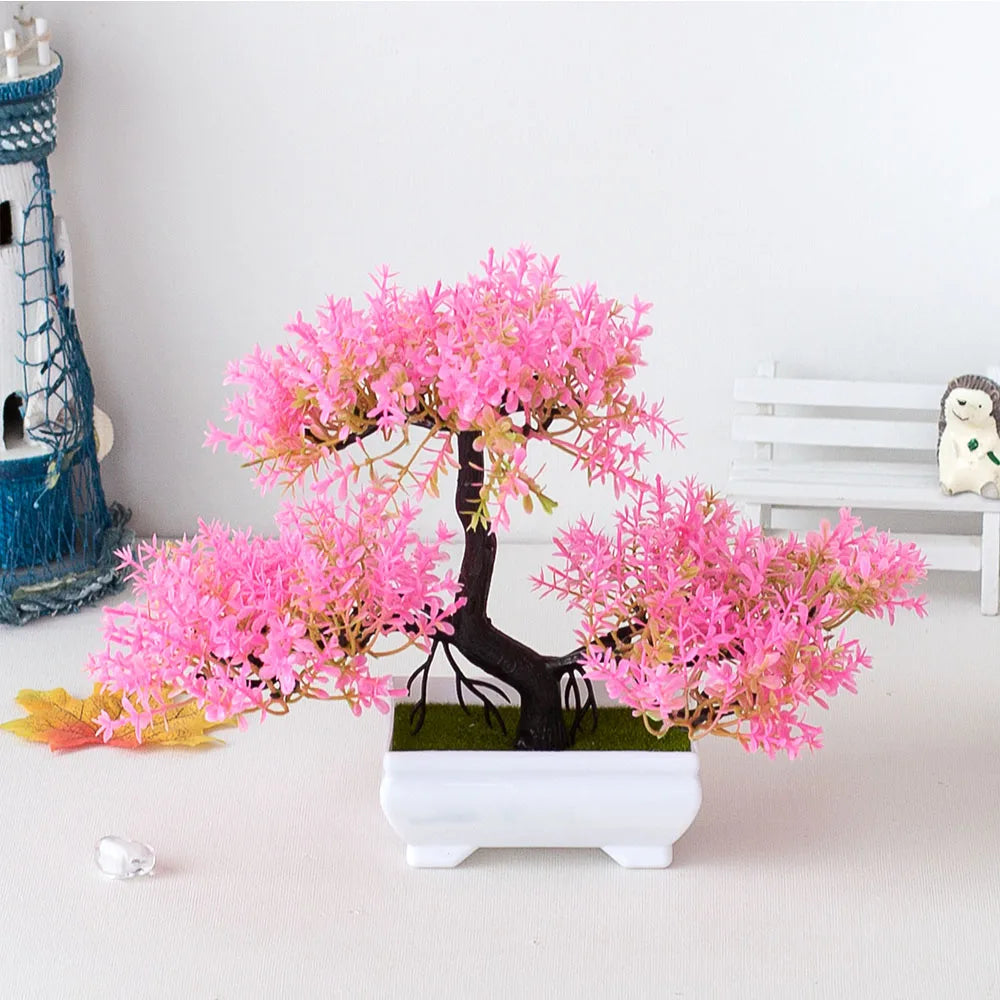 Artificial Bonsai Plastic Plant - Potted Flower for Home Decor