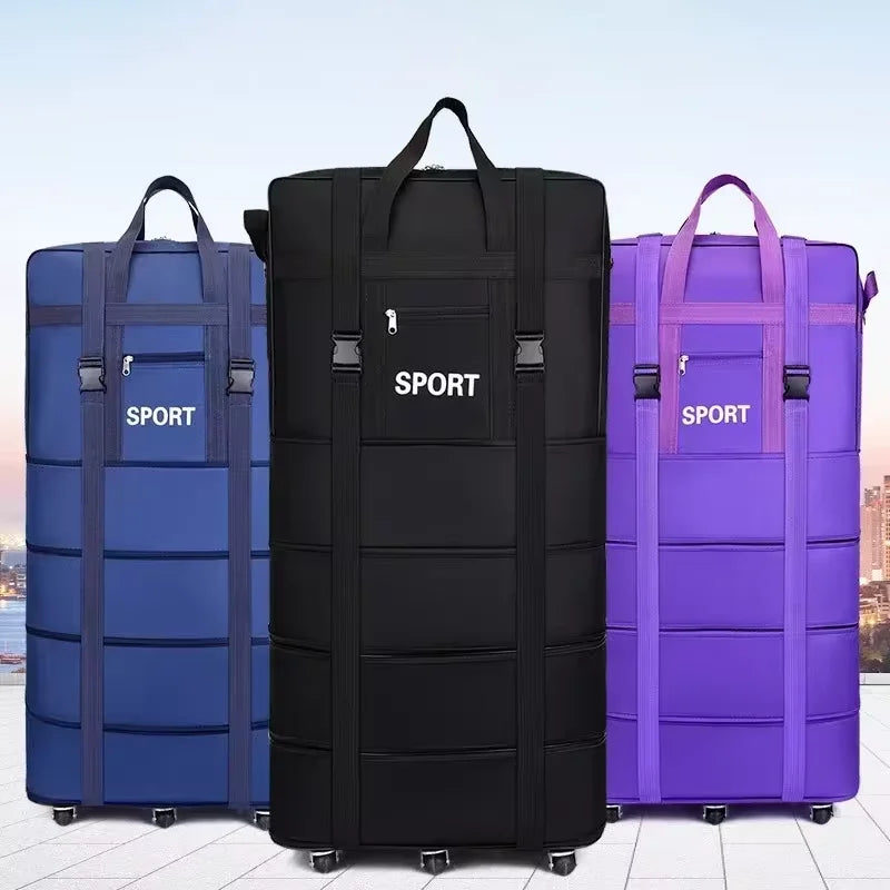 Large Capacity Rolling Travel Bag – Foldable Oxford Luggage with Packing Cubes