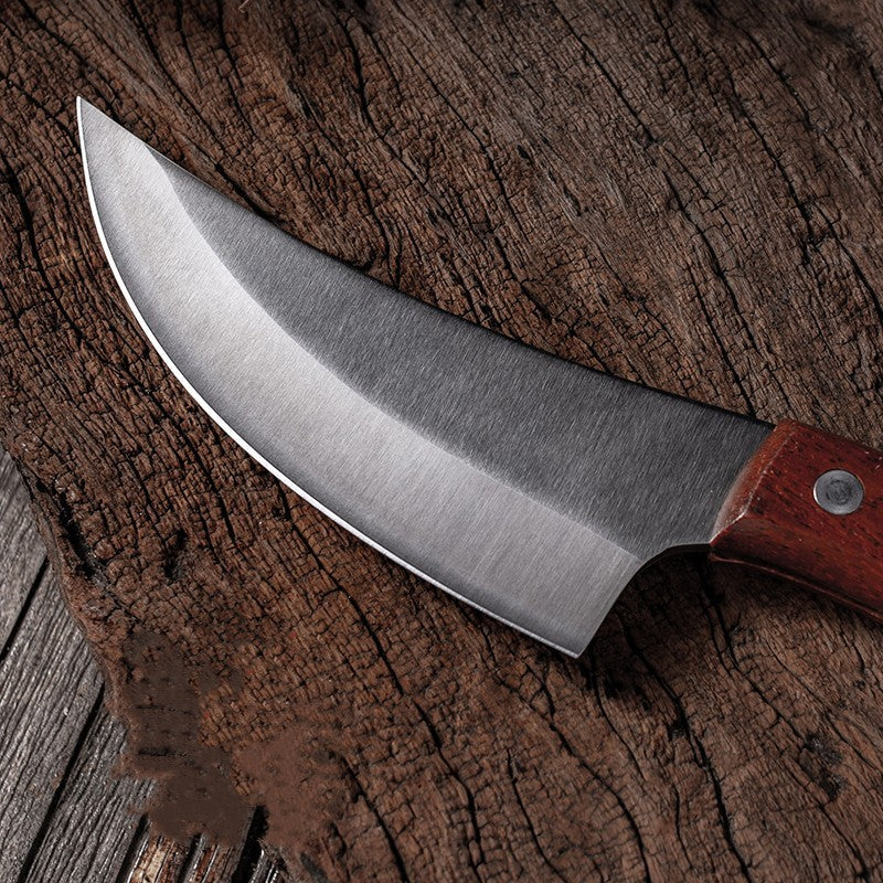 Segmented Forged Leather Sheath Sharp Non-grinding Picnic Knife