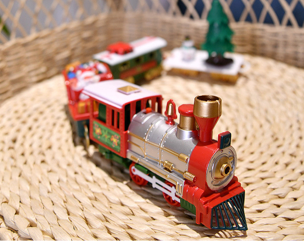 Toy Train Set with Lights and Sounds Christmas Train Set Railway Tracks Battery Operated Toys
