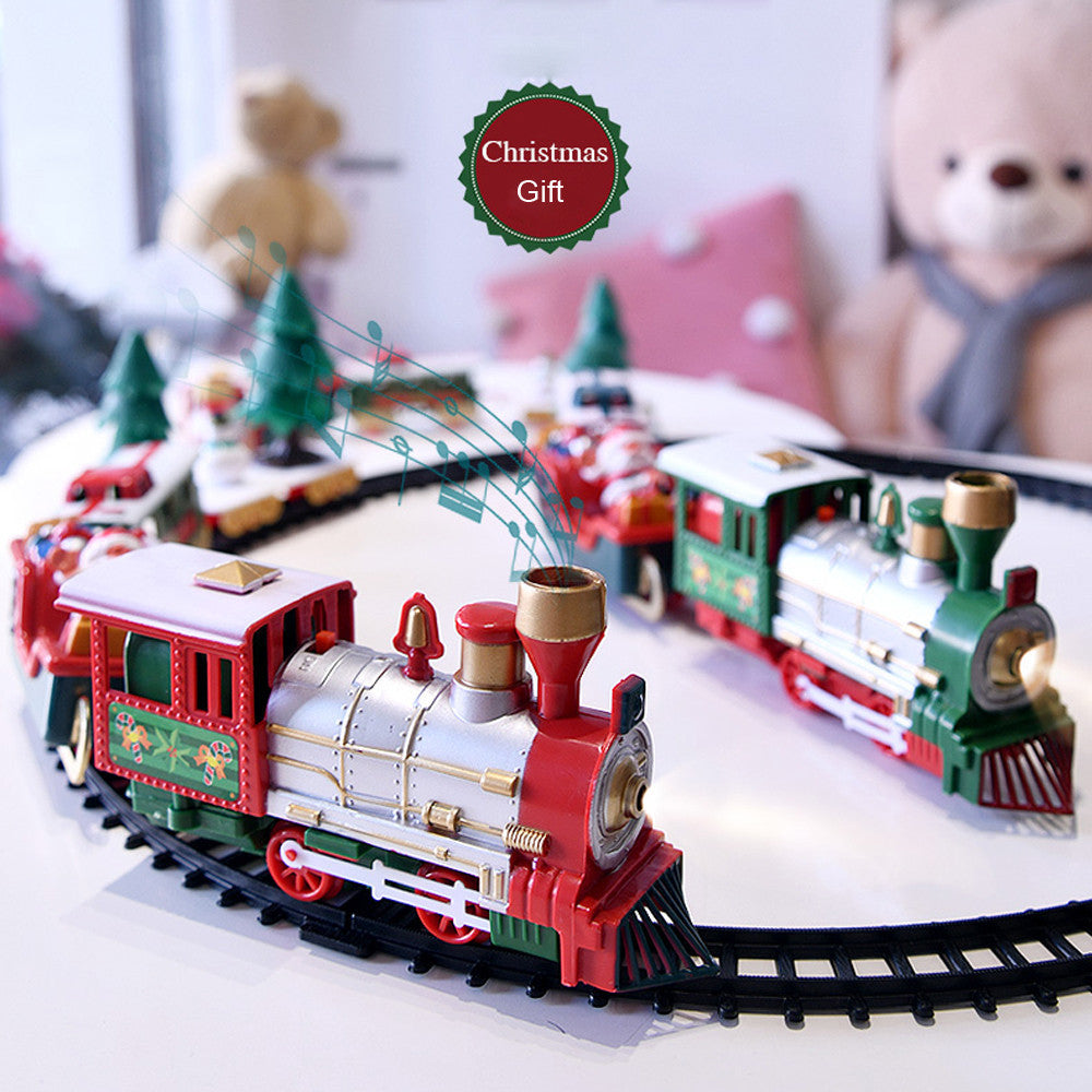 Toy Train Set with Lights and Sounds Christmas Train Set Railway Tracks Battery Operated Toys
