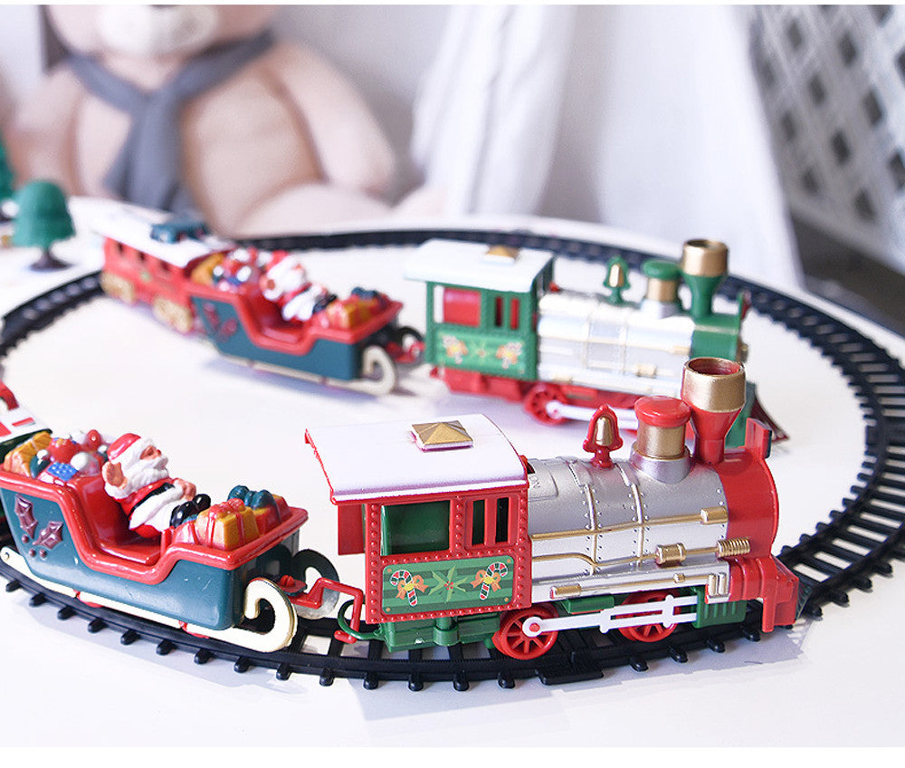 Toy Train Set with Lights and Sounds Christmas Train Set Railway Tracks Battery Operated Toys