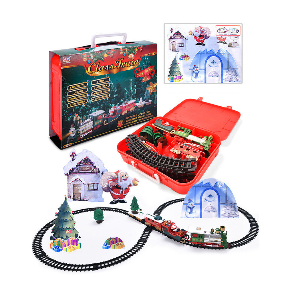 Toy Train Set with Lights and Sounds Christmas Train Set Railway Tracks Battery Operated Toys