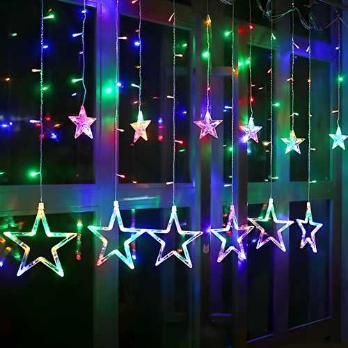 12 Stars Curtain String Lights | Window Hanging Fairy Lights