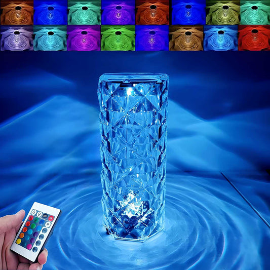 16 Color Changing Rose Crystal Diamond Table Lamp | LED Mood Light