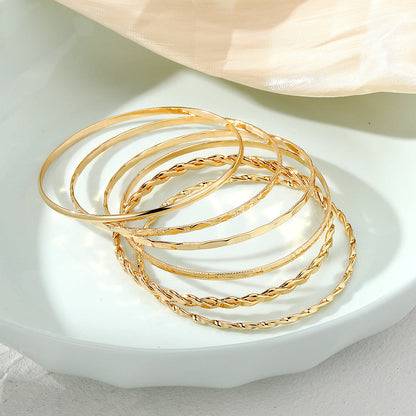 Bohemian Metal Chain Bracelet Set For Women Geometric Gold Color Thick Link Chain Bangle Female Fashion Jewelry
