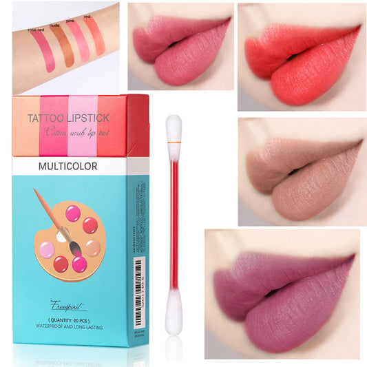 Cotton Swab Lipsticks Set | Portable Waterproof Liquid Lipstick with Case