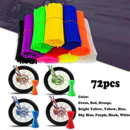 New Motorcycle 72Pcs Wheel Rim Spoke Wrap Kit Skin