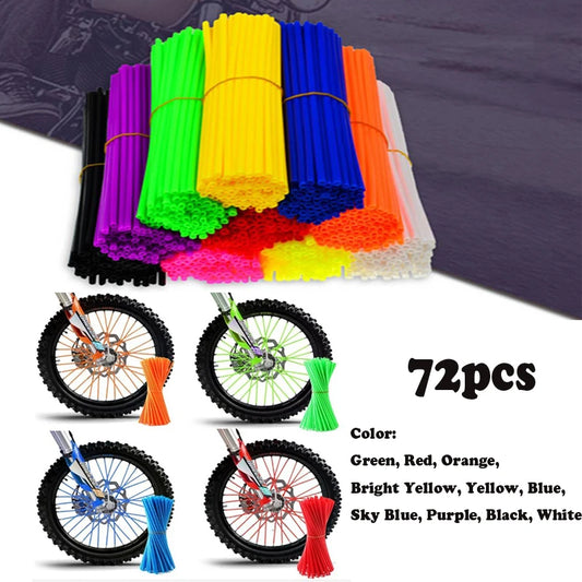 New Motorcycle 72Pcs Wheel Rim Spoke Wrap Kit Skin